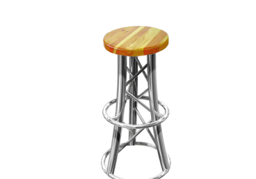 9001 | Curved aluminum truss bar stool with pine wood seat | TrussGear – for all your aluminum truss needs