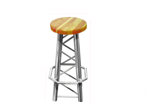 9003 | Straight hexagonal aluminum truss bar stool with pine wood seat | TrussGear – for all your aluminum truss needs