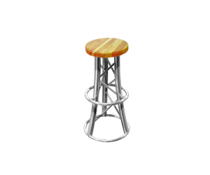 Curved aluminum truss bar stool with pine wood seat | 9001 | TrussGear – for all your aluminum truss needs