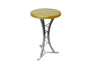 9101 | Curved aluminum truss table with pine wood top | TrussGear – for all your aluminum truss needs