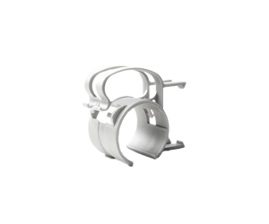 Silver plastic snap clamp for cables with socket holder | 8105 | TrussGear – for all your aluminum truss needs